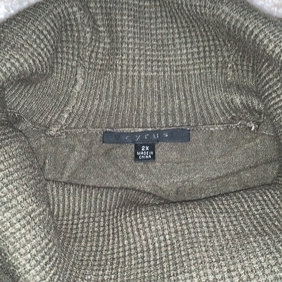 Cyrus- Waffle Knit Cowl Neck Sweater- Sz 2X- Dark Army Green- EUC - Picture 3 of 7